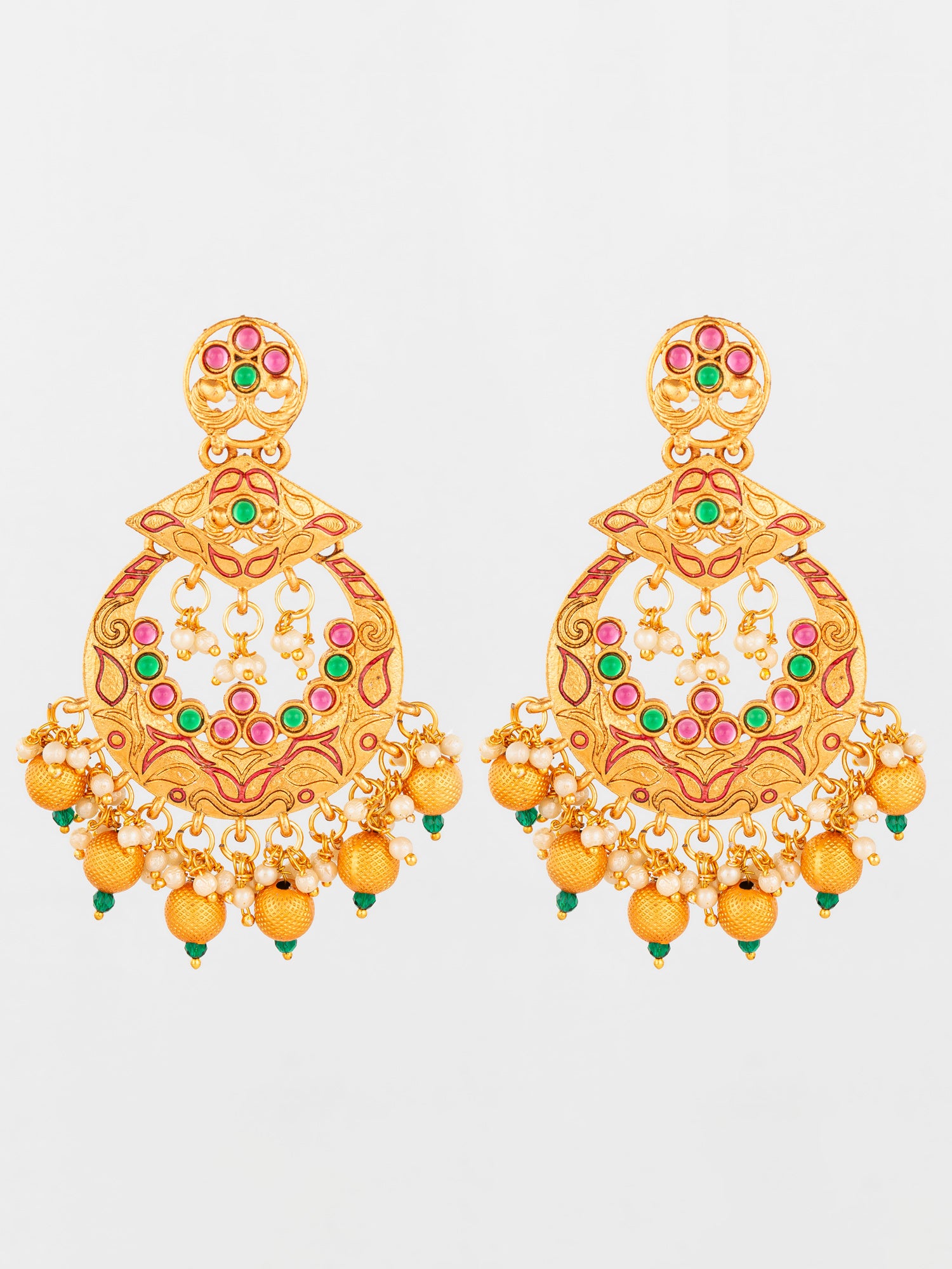 Aadita Royal Gold Plated Multicolor Chandelier Earrings