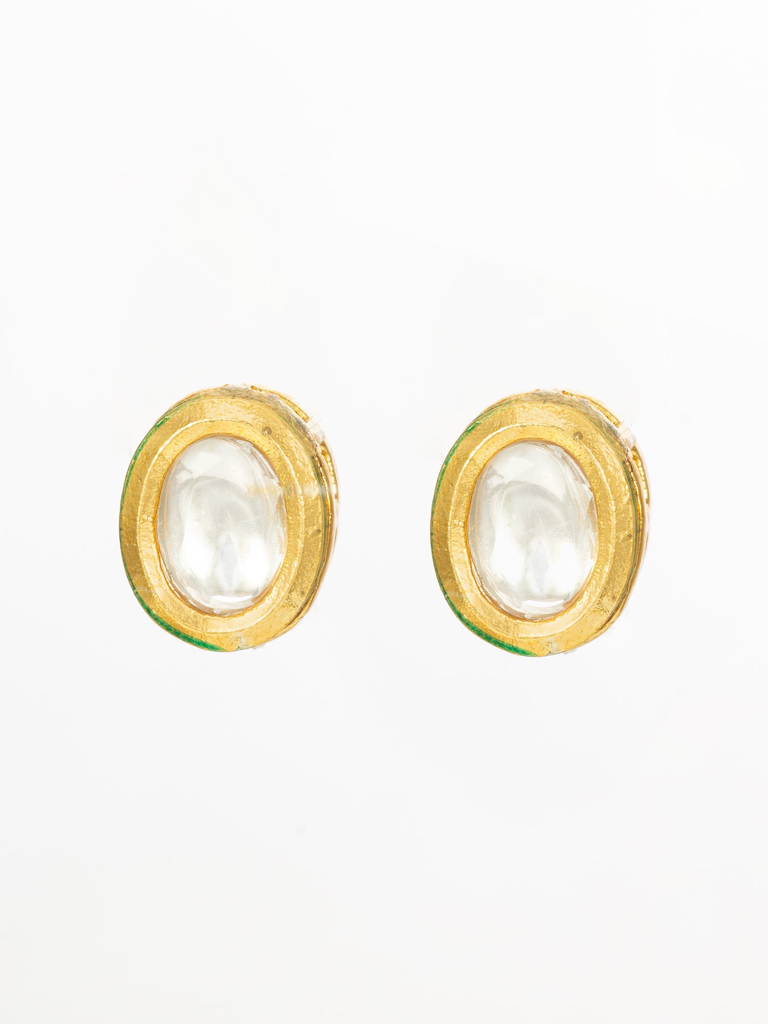Aadita Traditional Gold-Plated Kundan Stud Earrings Round Minimal Design
