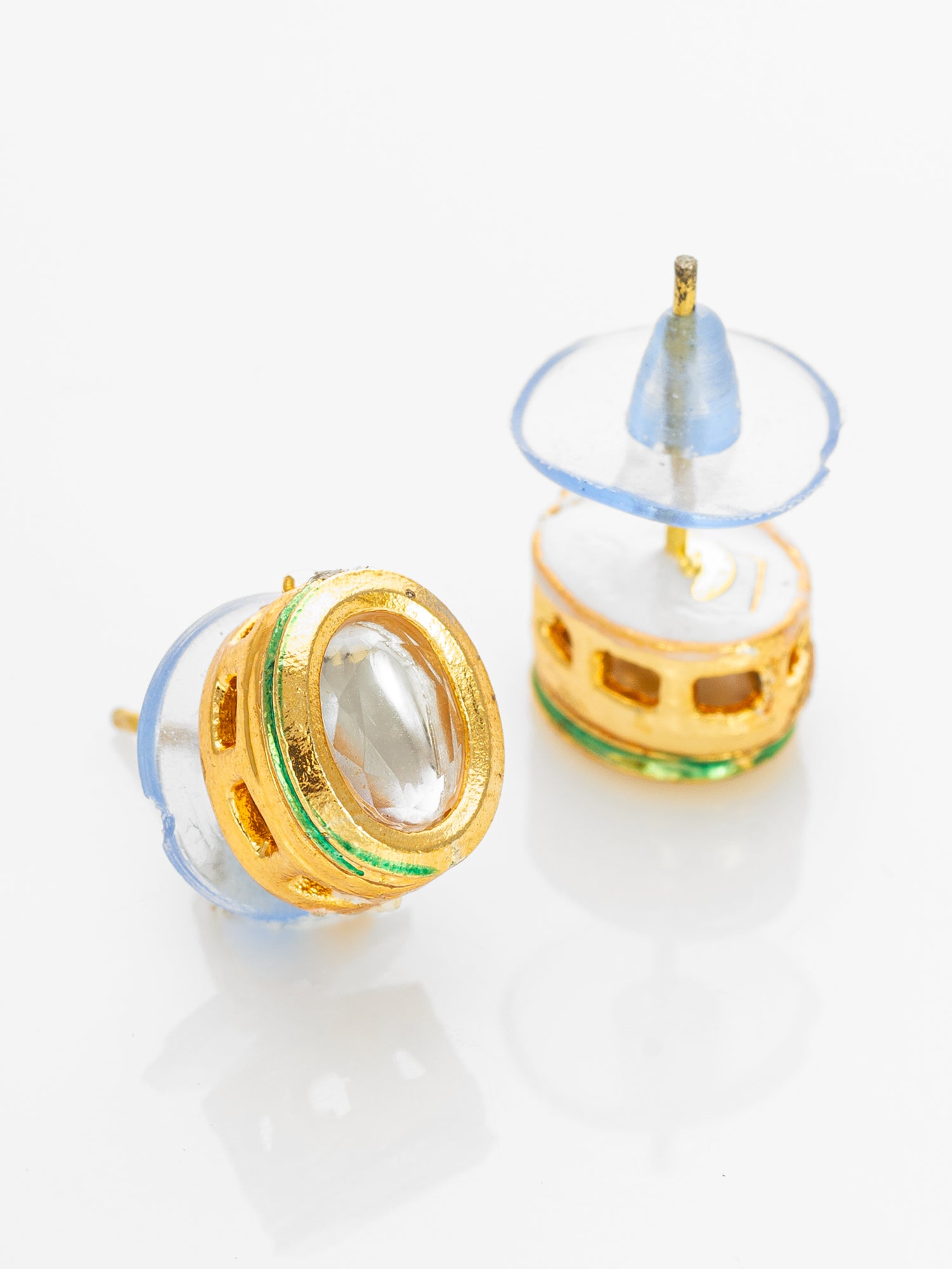 Aadita Traditional Gold-Plated Kundan Stud Earrings Round Minimal Design