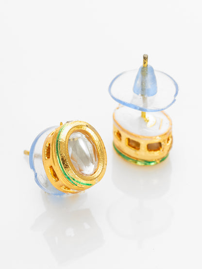 Aadita Traditional Gold-Plated Kundan Stud Earrings Round Minimal Design