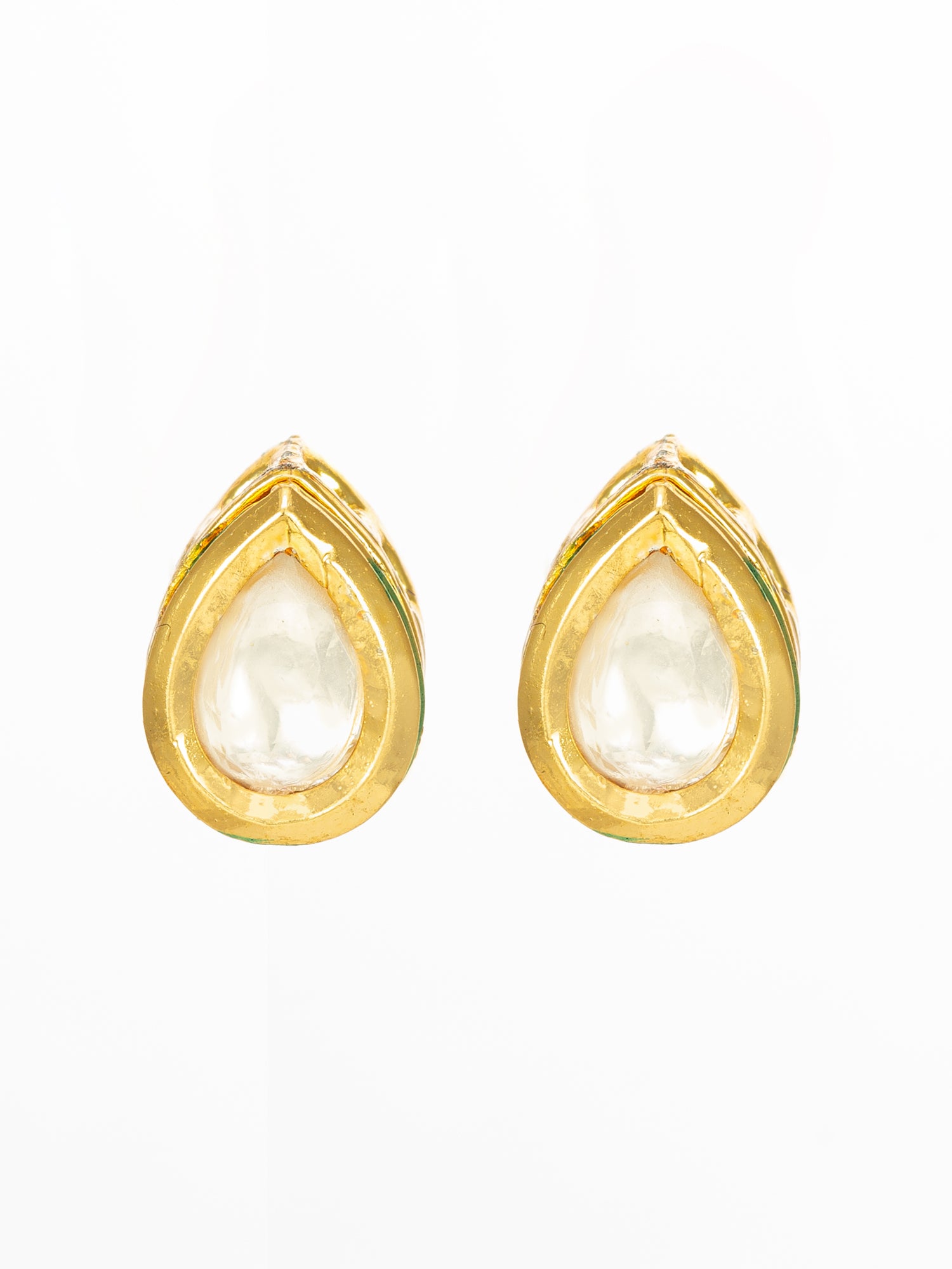 Aadita Gold-Toned Teardrop Kundan Stud Earrings