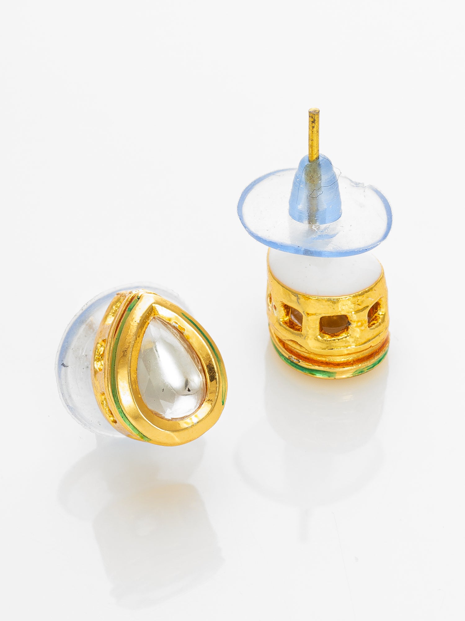 Aadita Gold-Toned Teardrop Kundan Stud Earrings