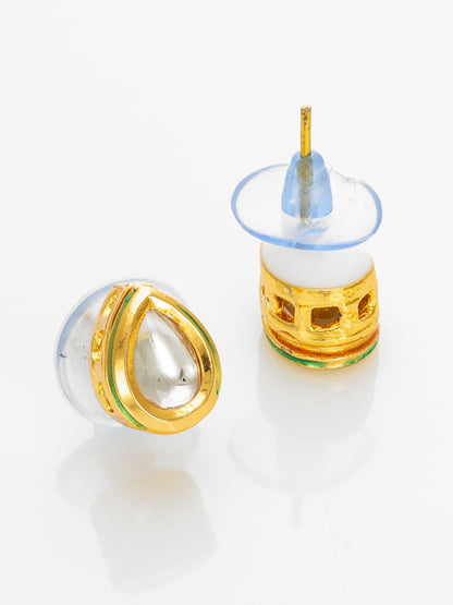 Aadita Gold-Toned Teardrop Kundan Stud Earrings