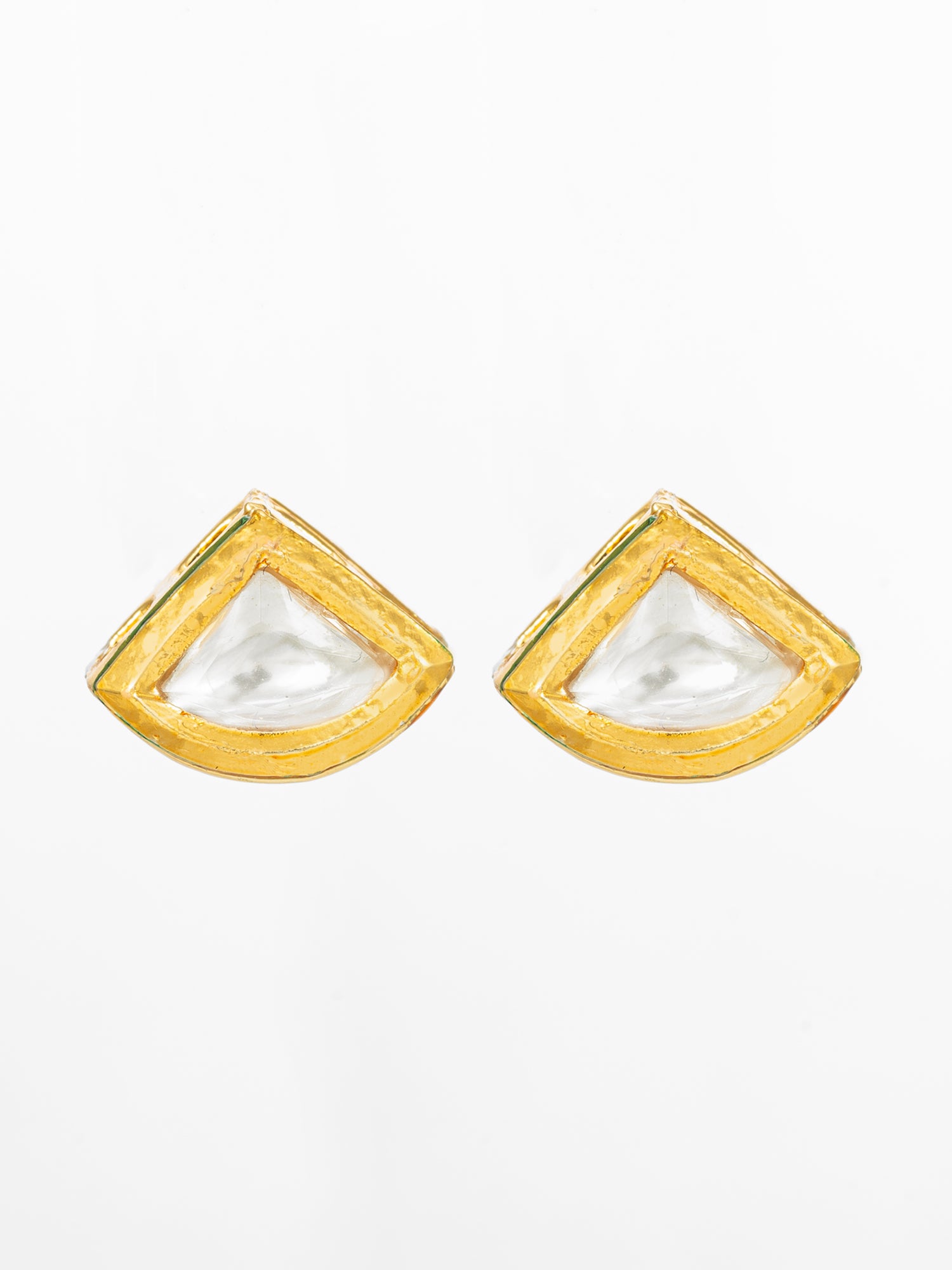 Aadita Gold Plated Square-Cut White Stone Stud Earrings