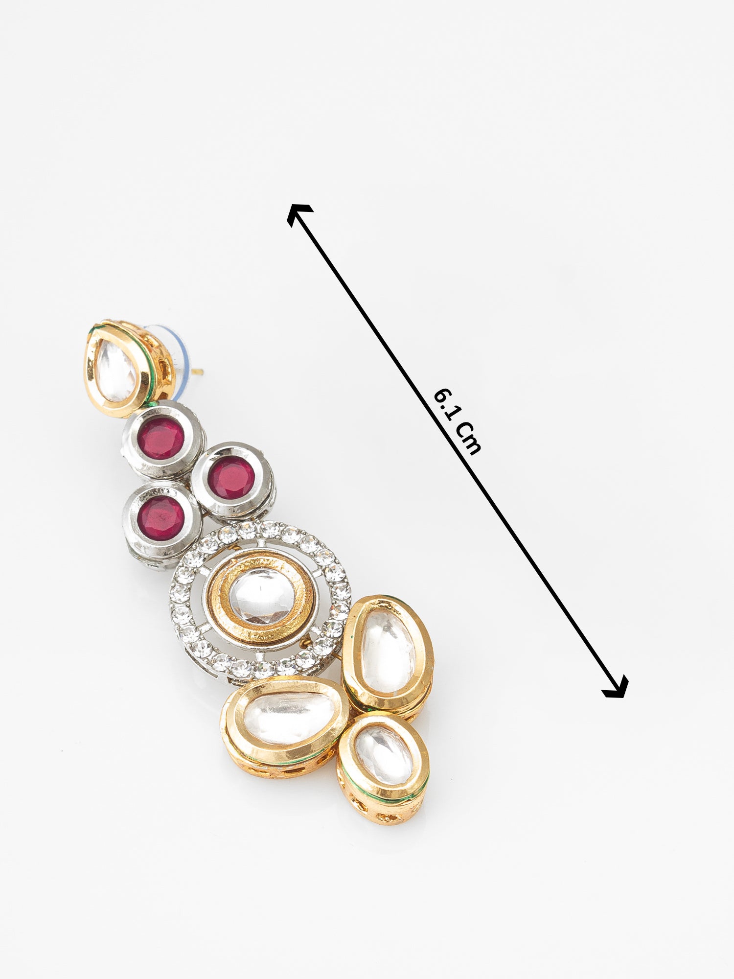 Aadita Dual-Tone Ruby Red and Kundan Studded Traditional Dangler Earrings