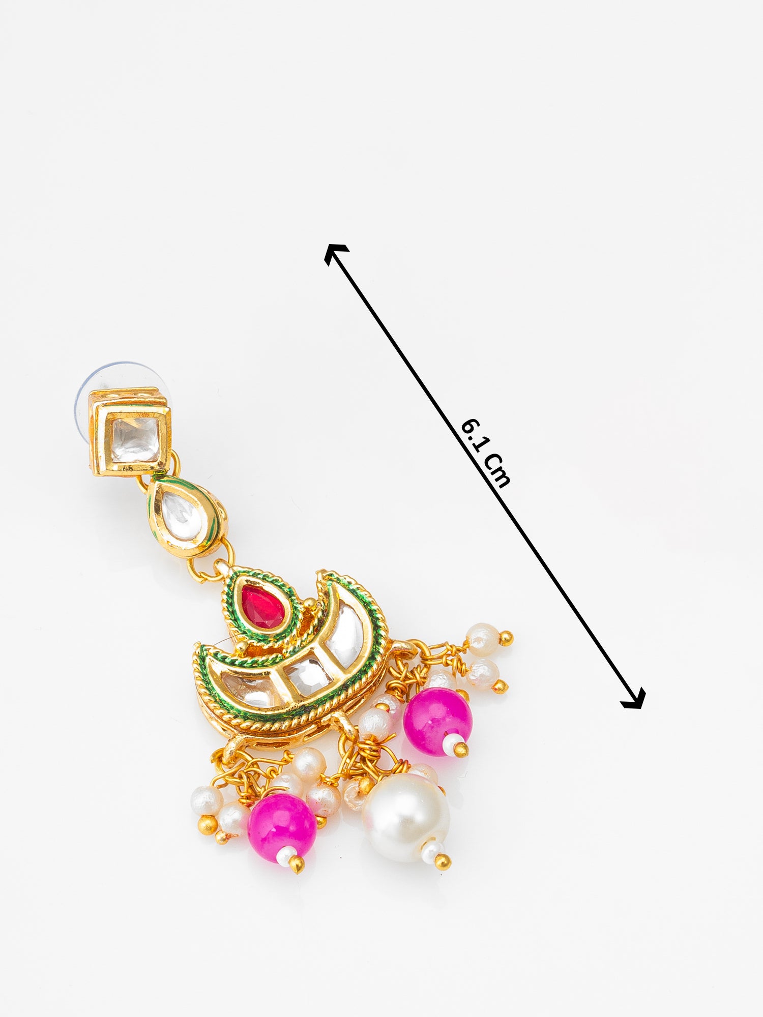 Aadita Wedding Wear Gold-Tone Kundan Chandelier Earrings with Bead Drops