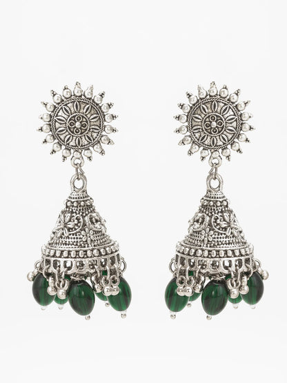 Sunflower Jhumka Earrings On A White Background