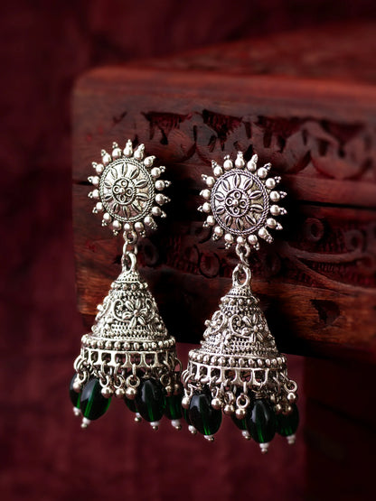 Sunflower Jhumka Earrings On A Background 