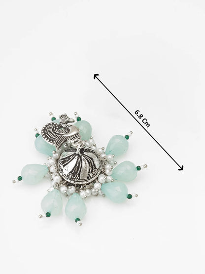 Oxidized Silver Peacock Jhumka Earrings With Size