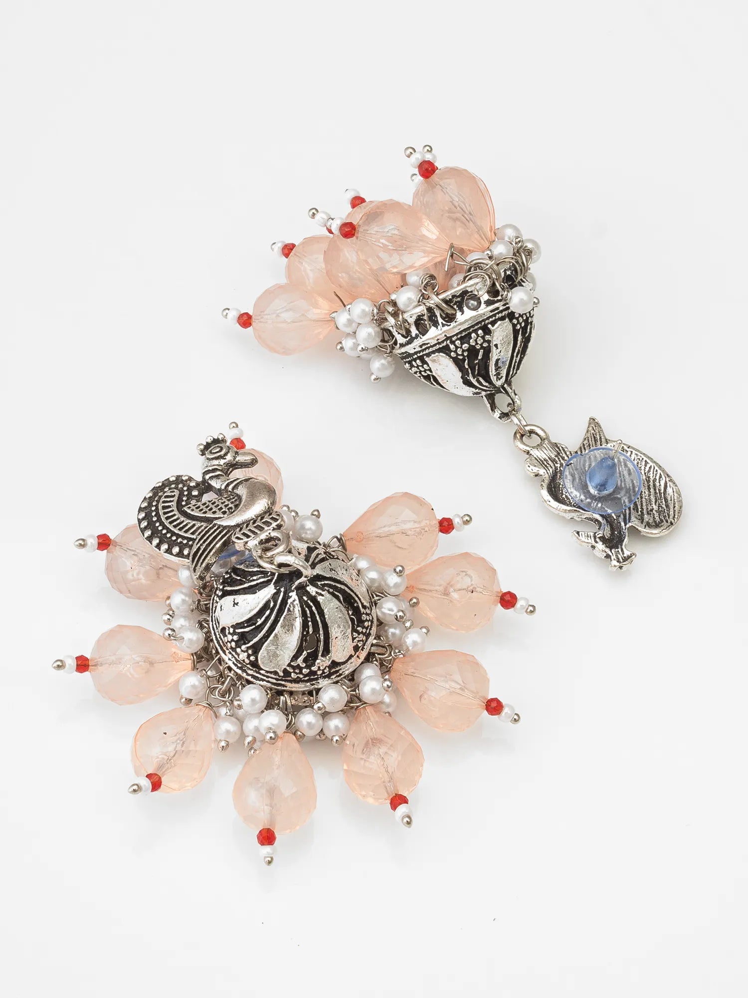 Oxidized Silver Jhumka Earrings 