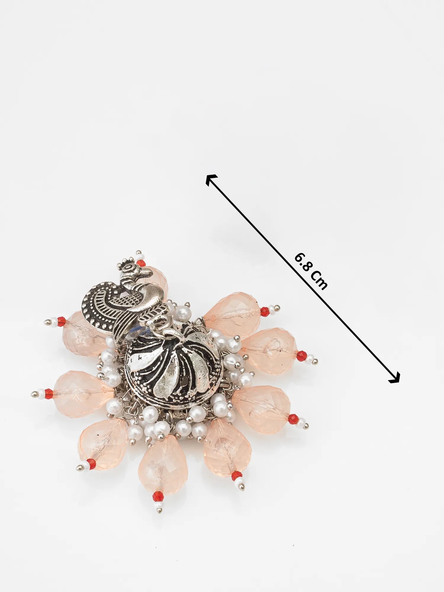 Oxidized Silver Jhumka Earrings With Size