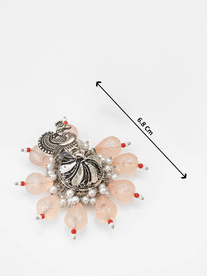 Oxidized Silver Jhumka Earrings With Size