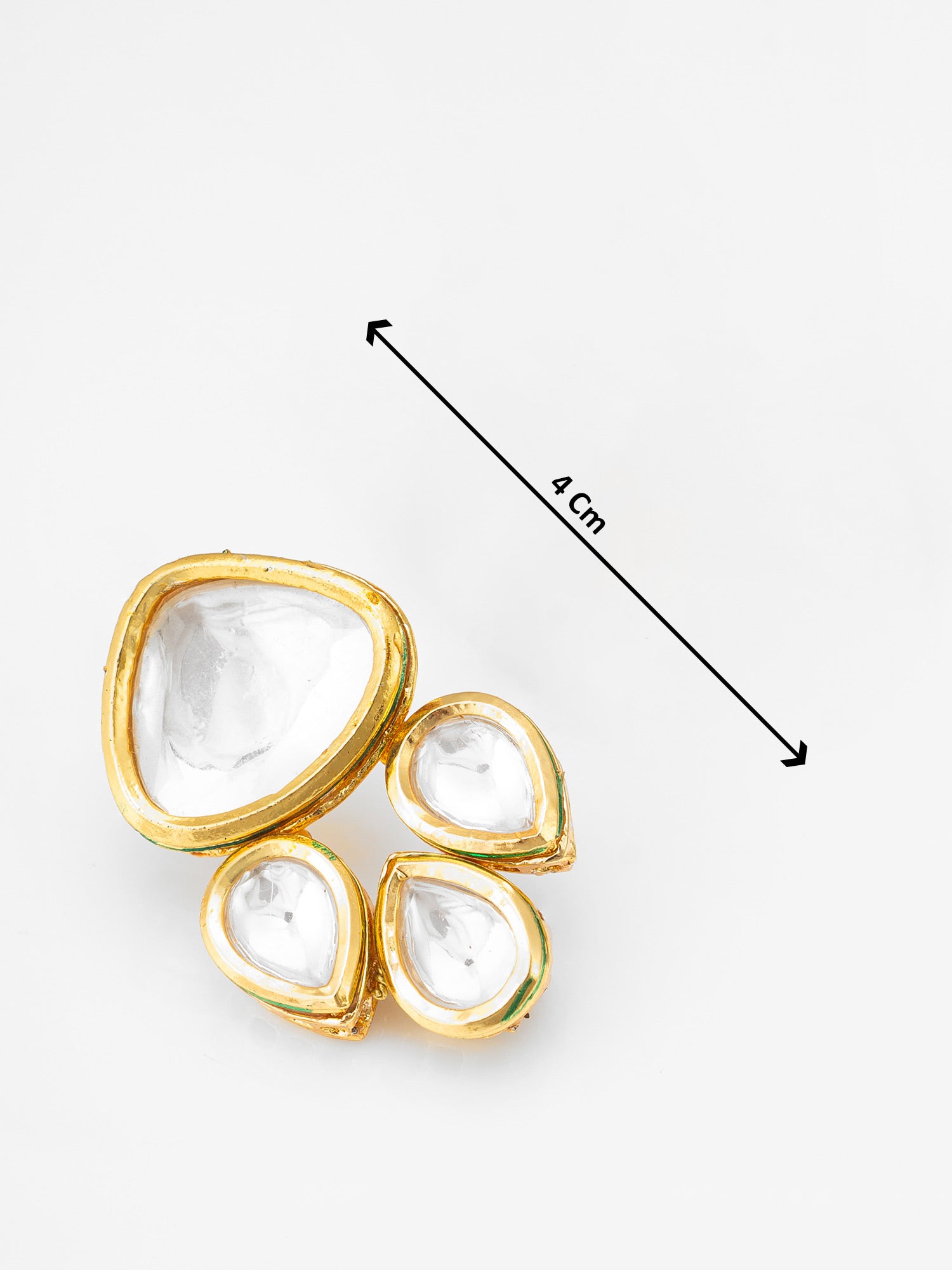 Aadita Polki Kundan Cluster Stud Earrings with Green Enamel Detailing