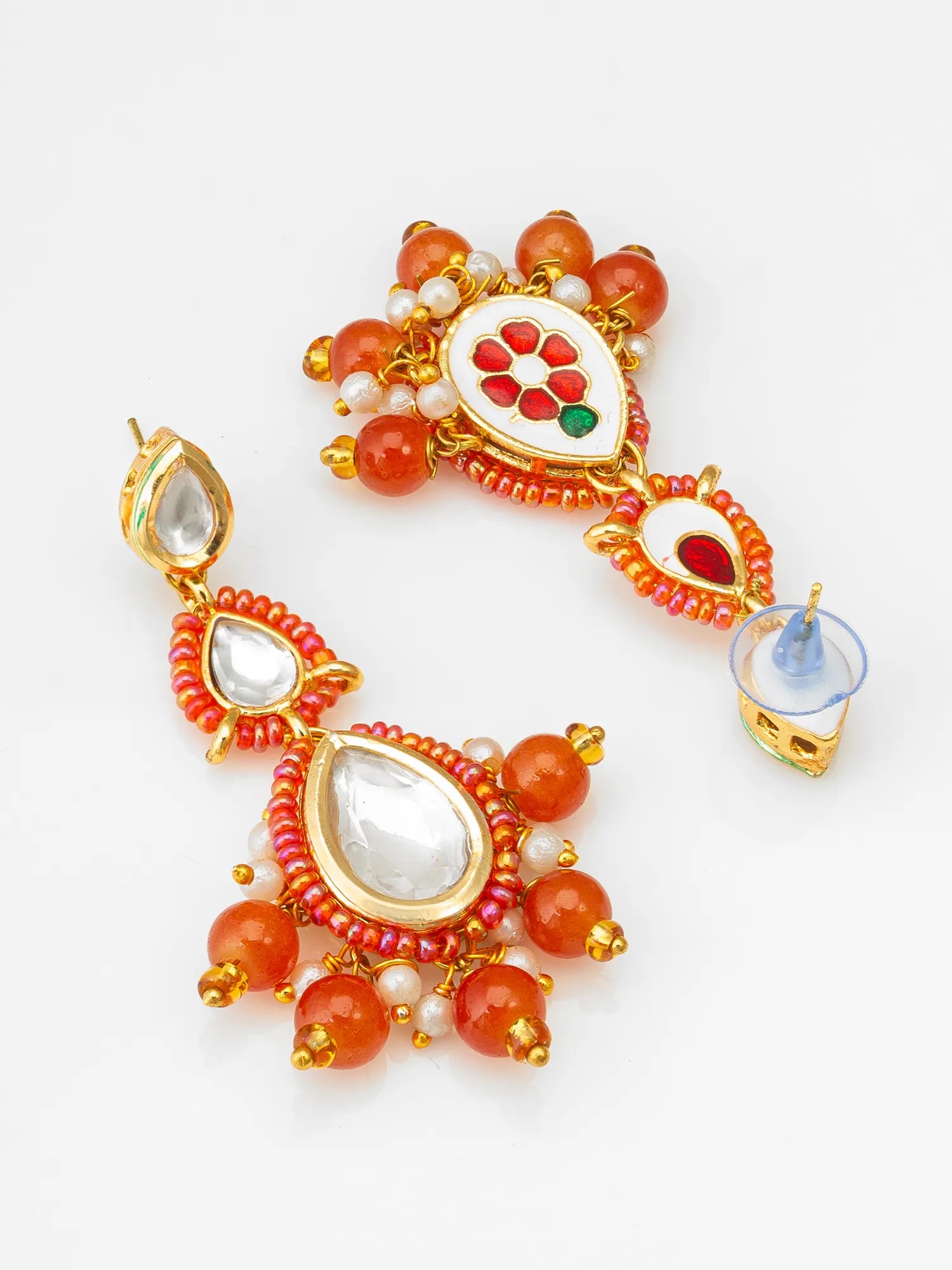Gold-Toned Kundan Earrings
