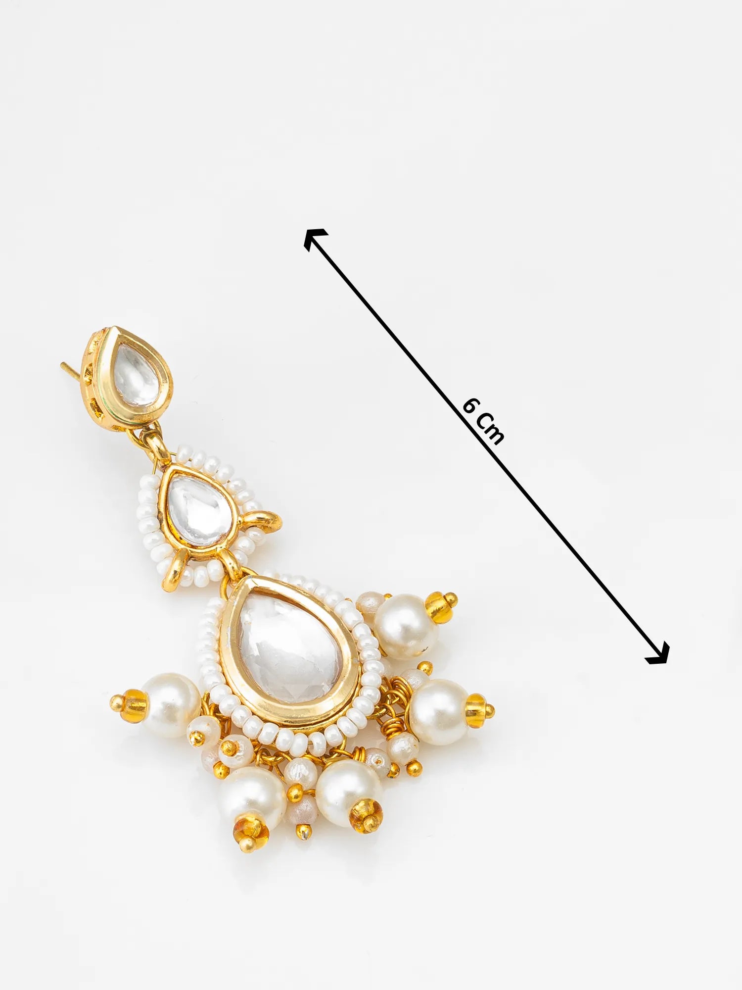 Kundan Pearl Earrings With Size