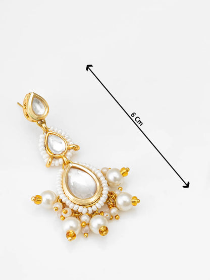Kundan Pearl Earrings With Size