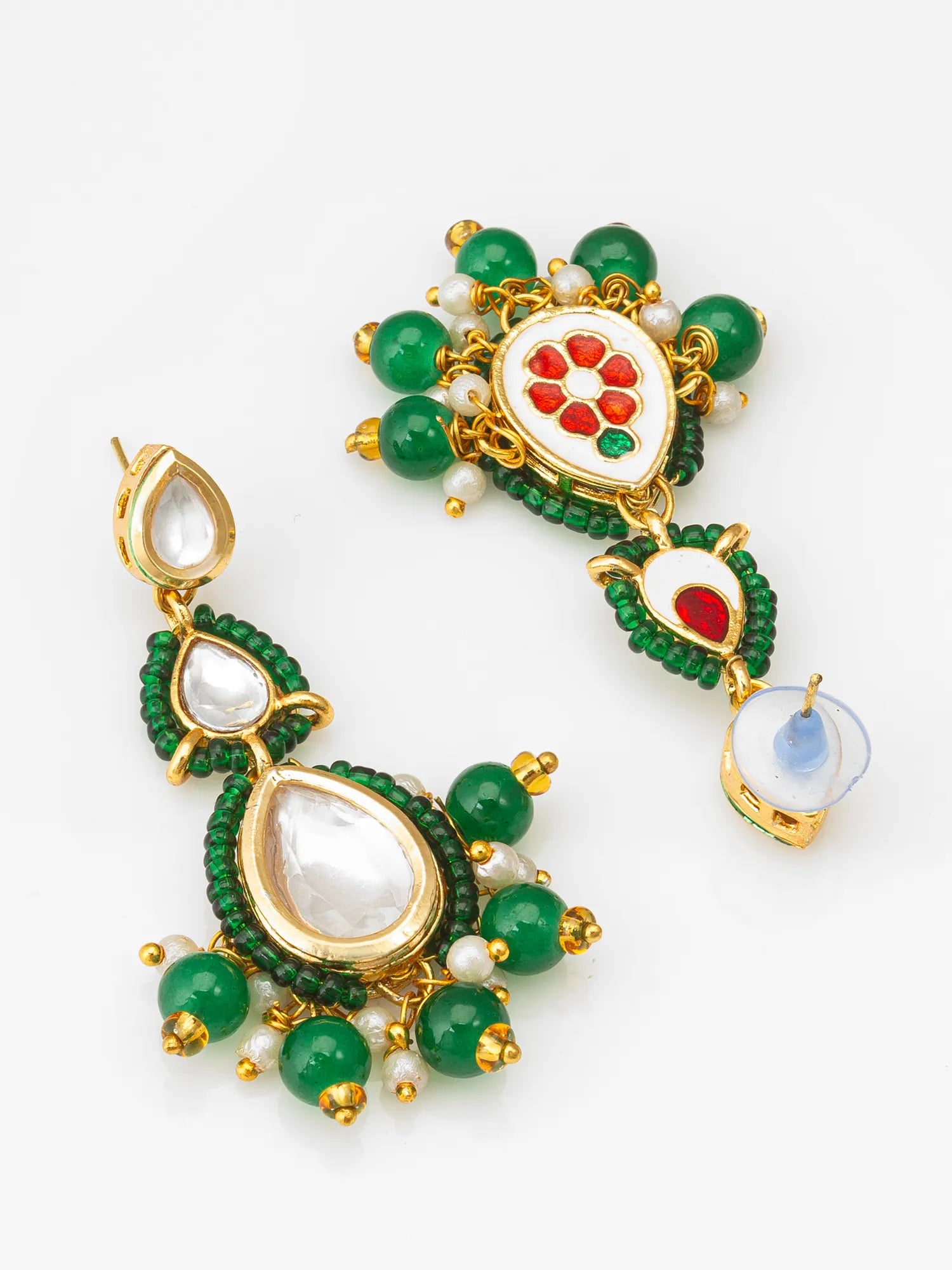 Gold-Toned Kundan Earrings 