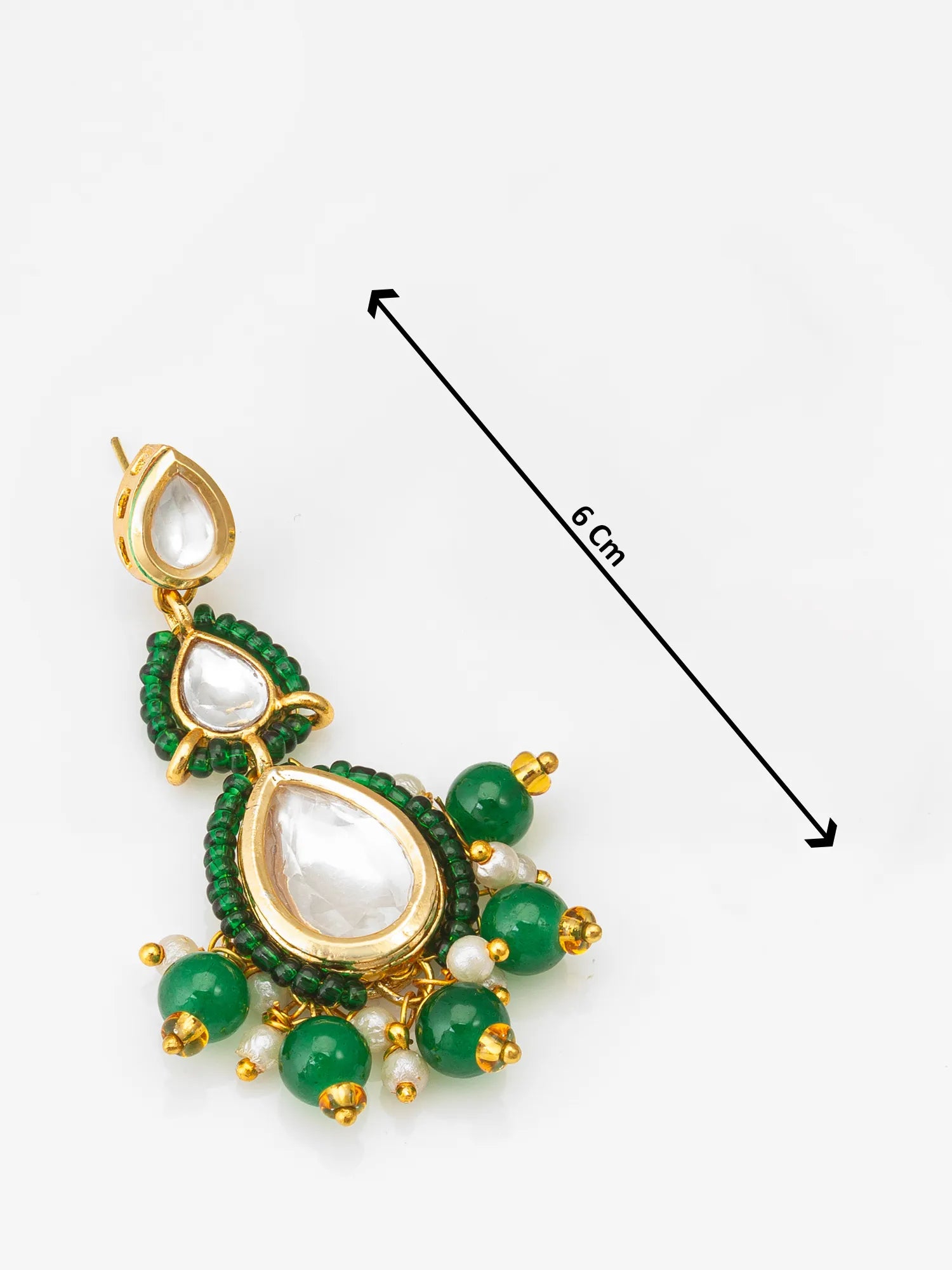 Gold-Toned Kundan Earrings With Size