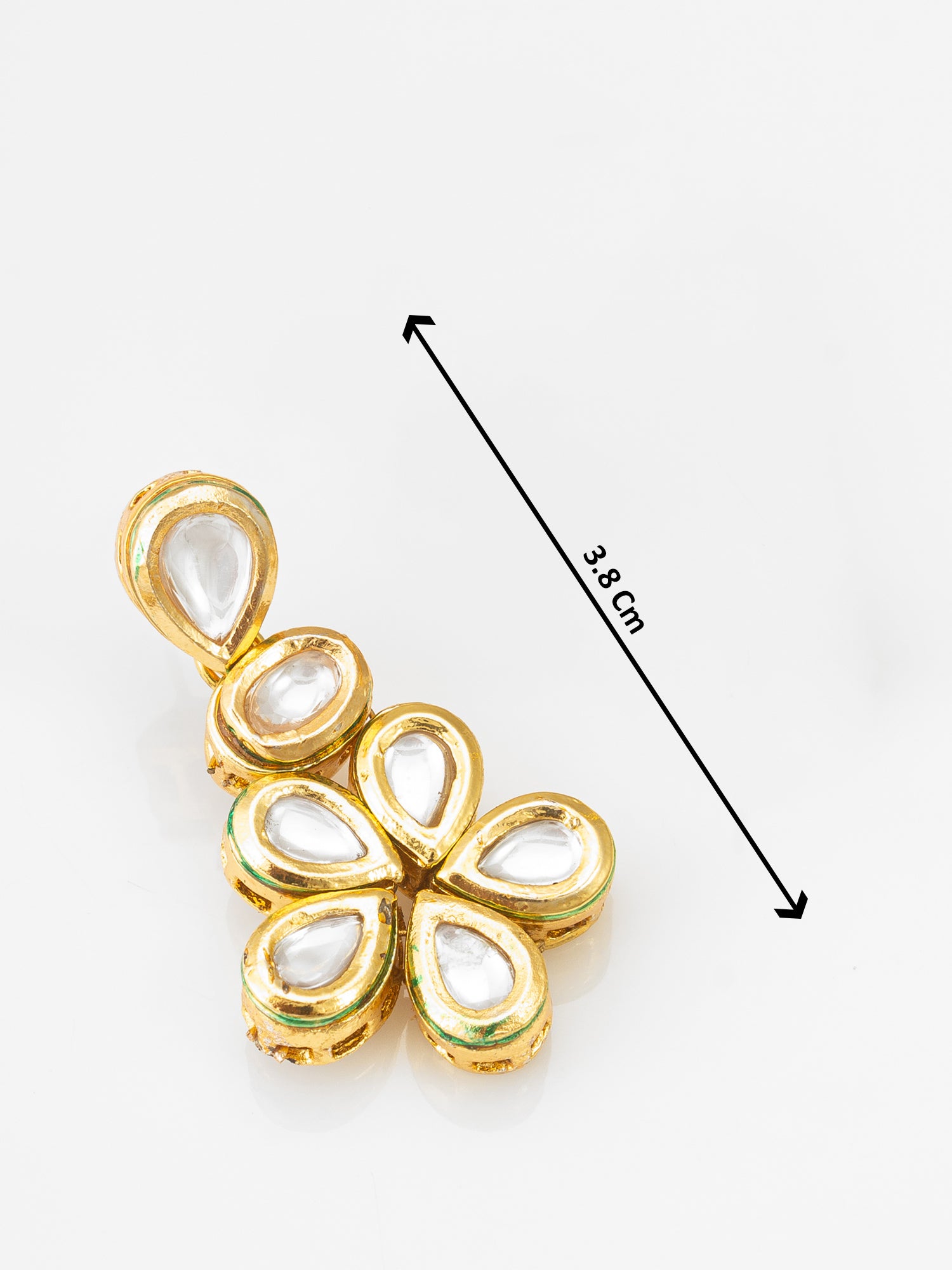 Elegant Gold-Plated Floral Kundan Studded Drop Earrings with Teardrop Motifs