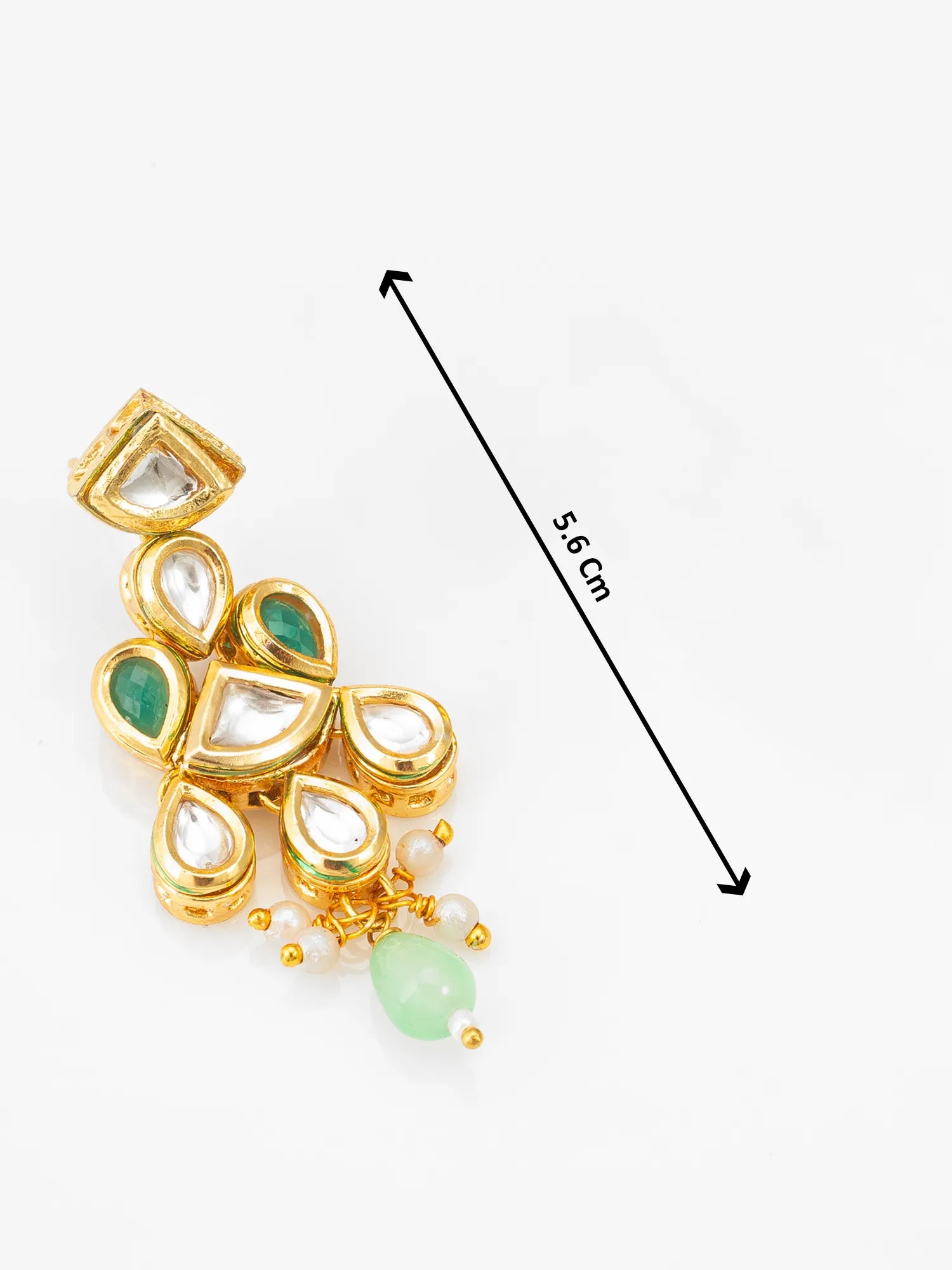 Green Kundan Floral Drop Earrings With Size