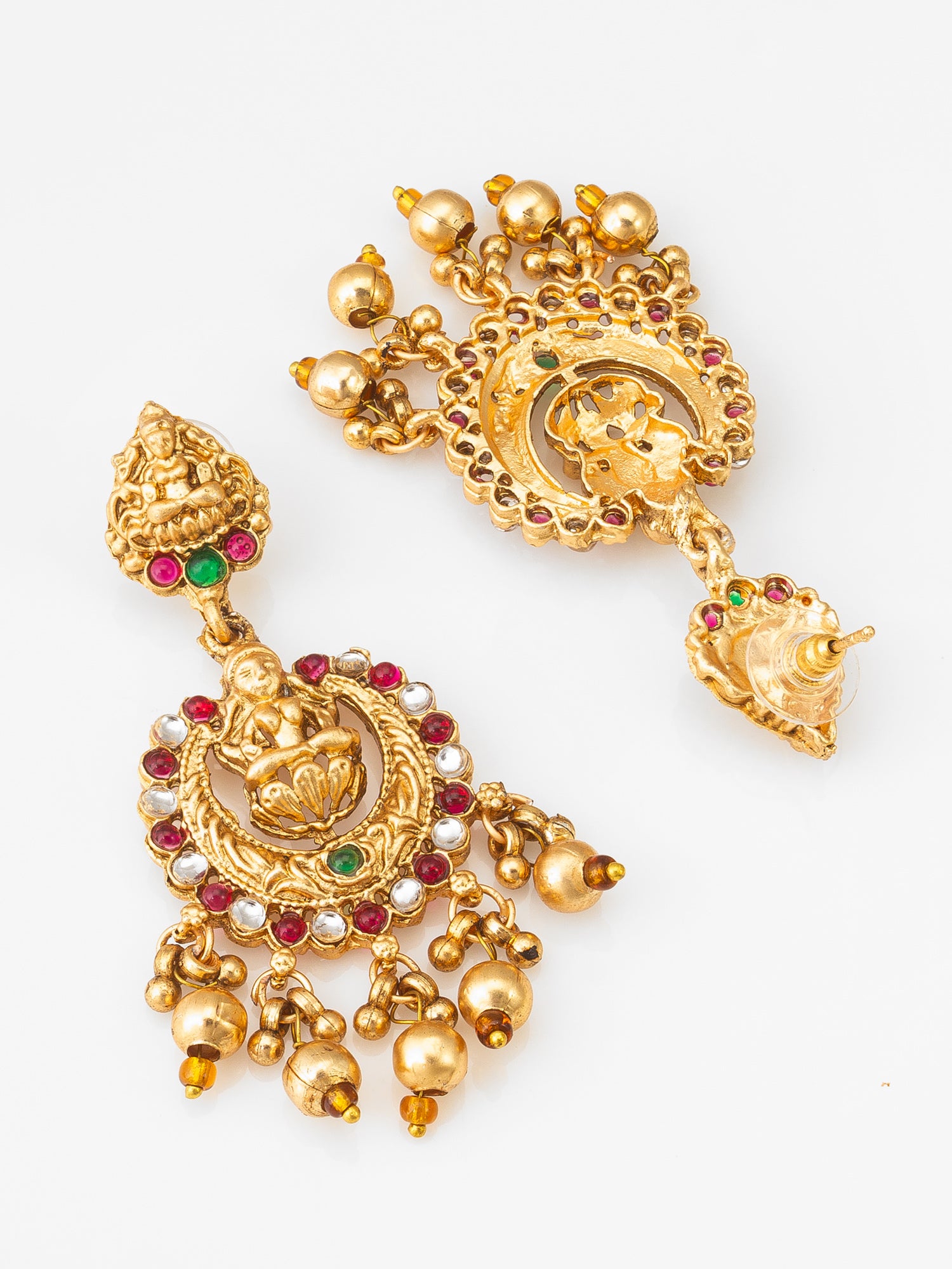 Aadita Lakshmi Temple Chandbali Earrings with Stones