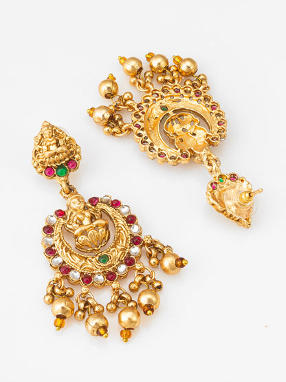 Aadita Lakshmi Temple Chandbali Earrings with Stones