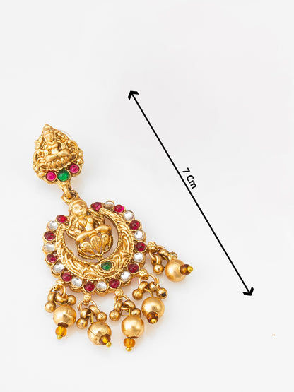 Aadita Lakshmi Temple Chandbali Earrings with Stones