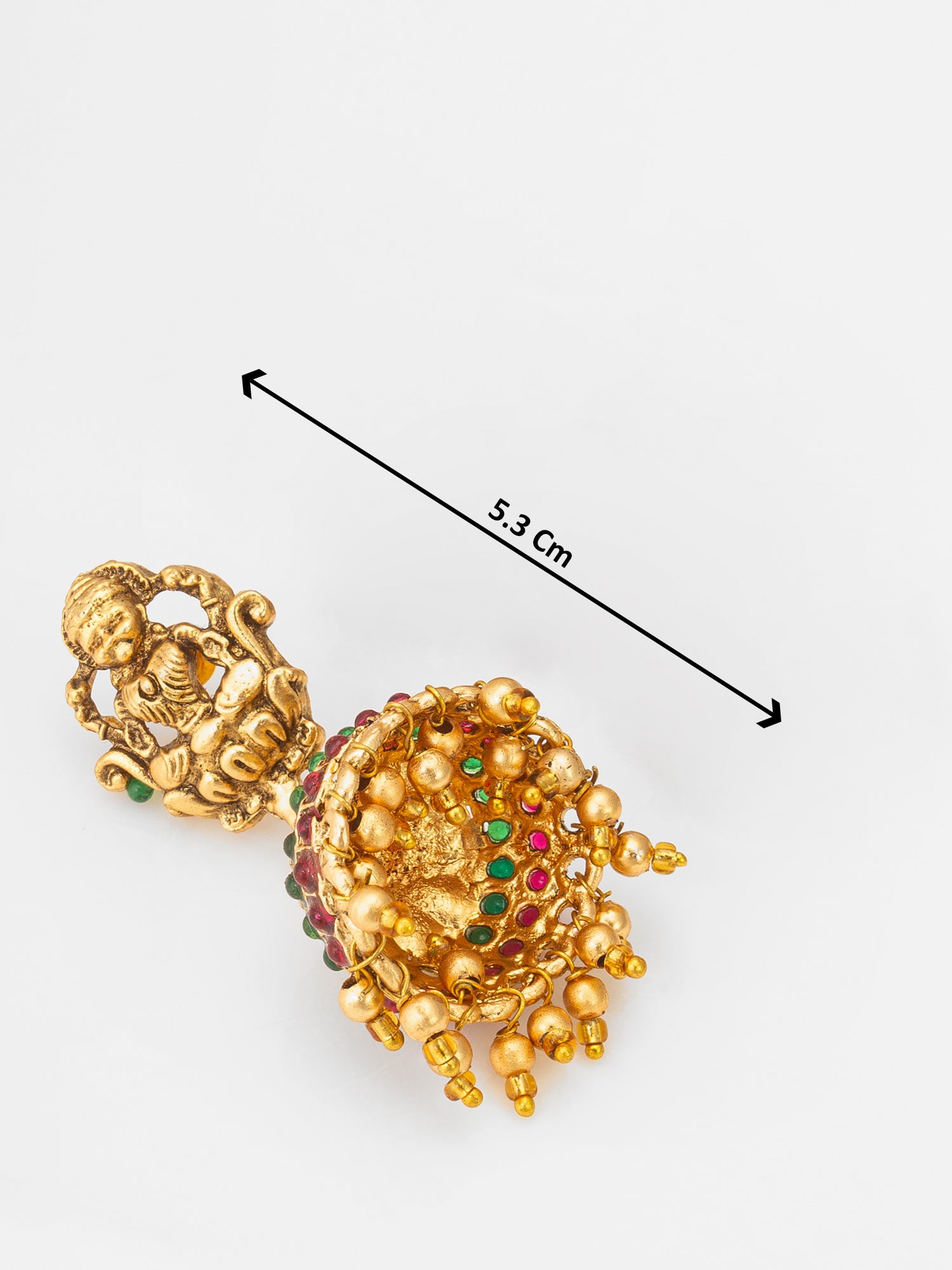 Aadita Traditional Lakshmi Motif Antique Jhumka Earrings