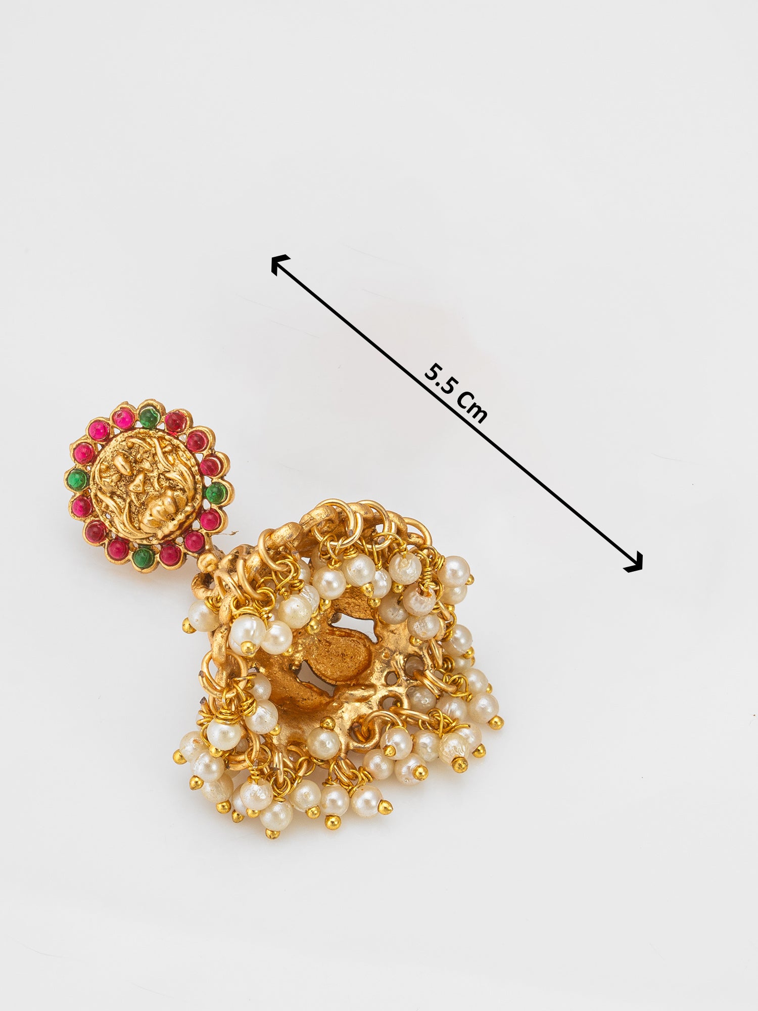 Aadita Classic Stone Bordered Deity Jhumka Earrings
