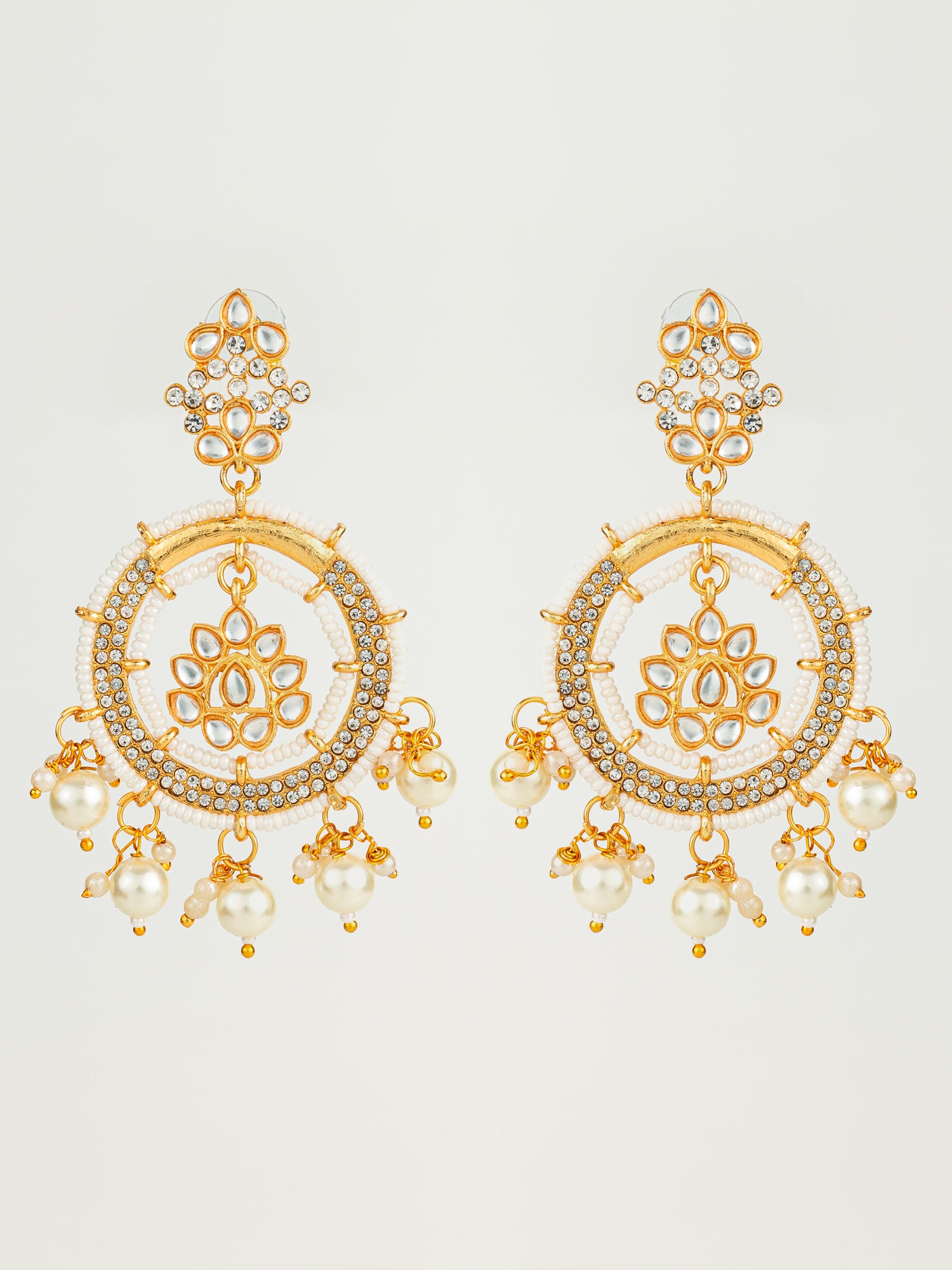 Aadita Gold Plated Kundan and Pearl Dangler Earrings for Women & Girls