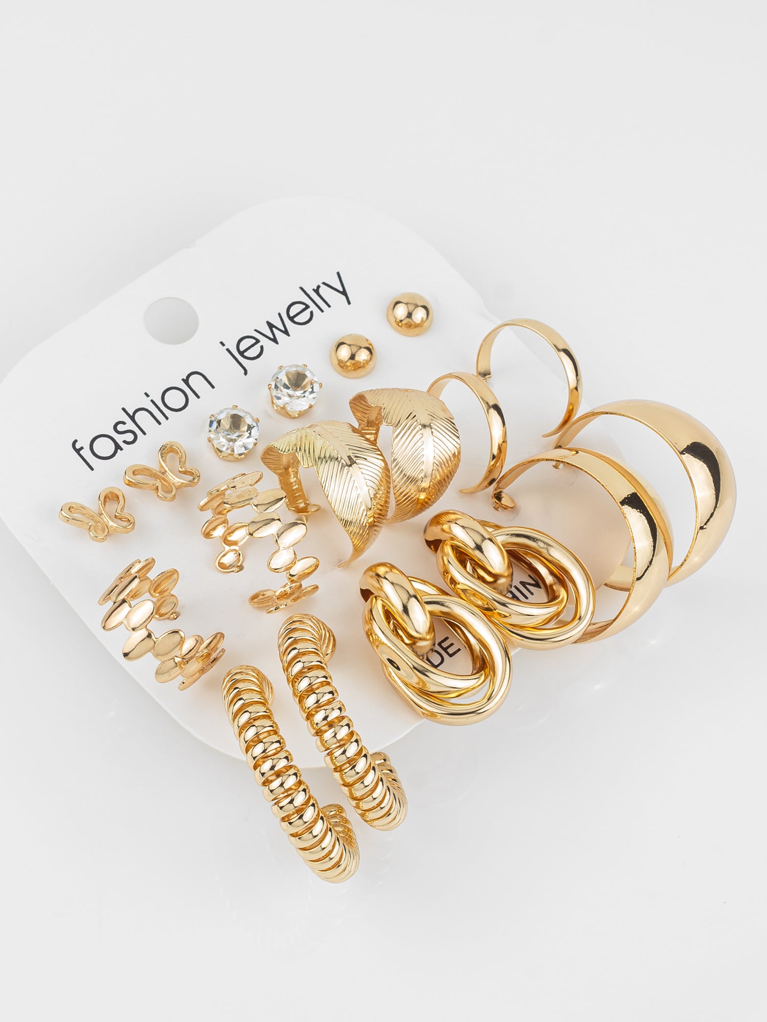 Aadita Gold Plated Studs & Hoops Combo Earring Set for Women (Pack of 9 Pairs)