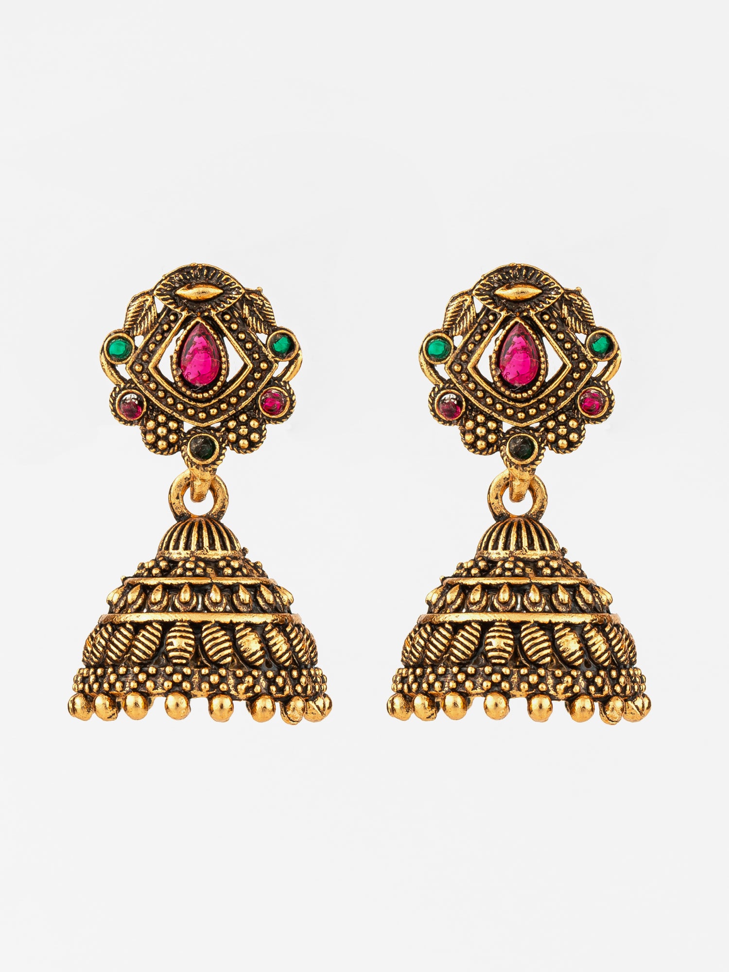 Aadita Gold Plated Traditional Jhumka Earrings for Women & Girls