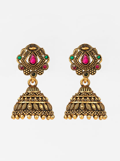 Aadita Gold Plated Traditional Jhumka Earrings for Women & Girls