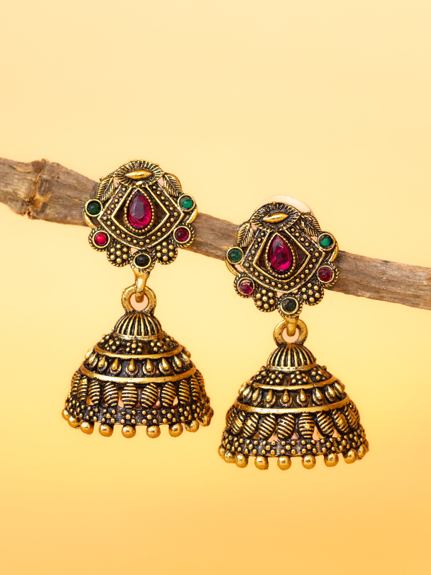 Aadita Gold Plated Traditional Jhumka Earrings for Women & Girls