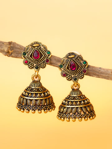 Aadita Gold Plated Traditional Jhumka Earrings for Women & Girls