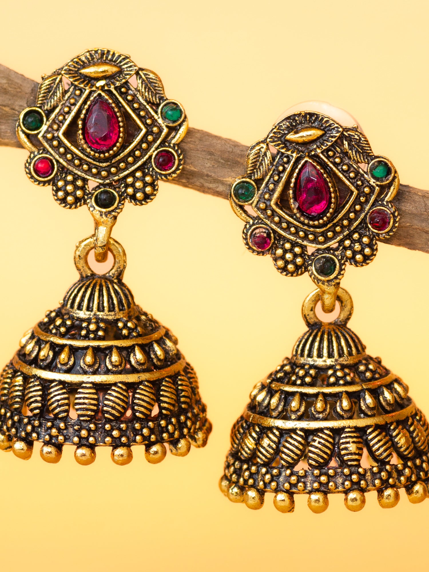 Aadita Gold Plated Traditional Jhumka Earrings for Women & Girls