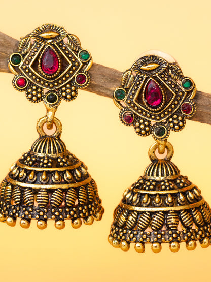 Aadita Gold Plated Traditional Jhumka Earrings for Women & Girls