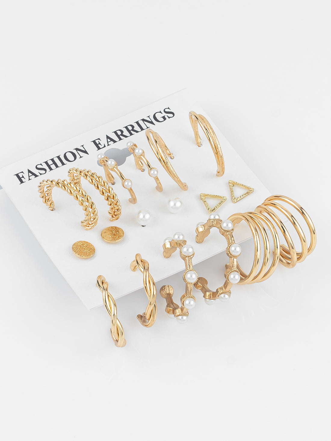 Aadita Gold Plated Textured & Pearl Accent Hoop Earring Combo Set for Women (Pack of 9 Pairs)