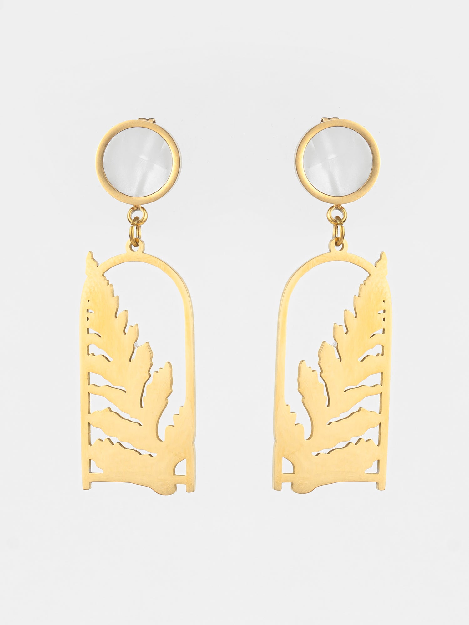 Aadita Gold Plated Matte Leaf Cutout Statement Earrings