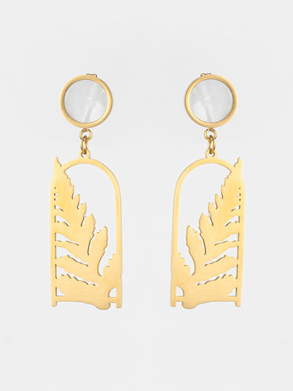 Aadita Gold Plated Matte Leaf Cutout Statement Earrings