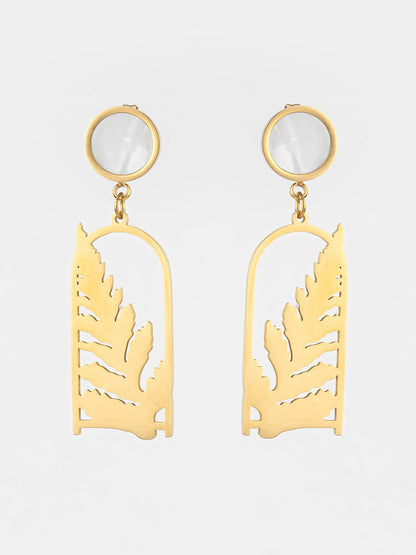 Aadita Gold Plated Matte Leaf Cutout Statement Earrings WER4126