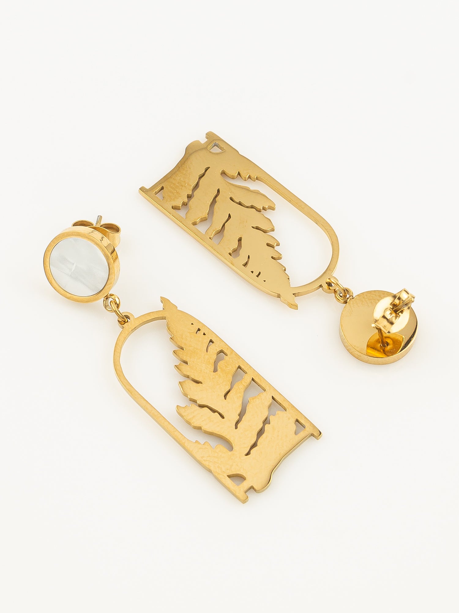 Aadita Gold Plated Matte Leaf Cutout Statement Earrings