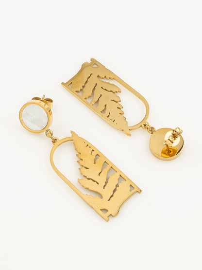 Aadita Gold Plated Matte Leaf Cutout Statement Earrings