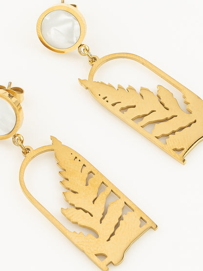 Aadita Gold Plated Matte Leaf Cutout Statement Earrings