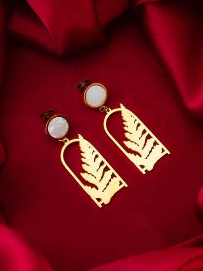 Aadita Gold Plated Matte Leaf Cutout Statement Earrings
