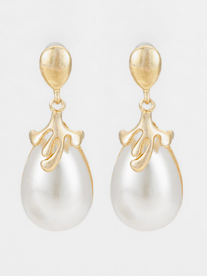 Aadita Gold Plated Western Style White Drop Earrings