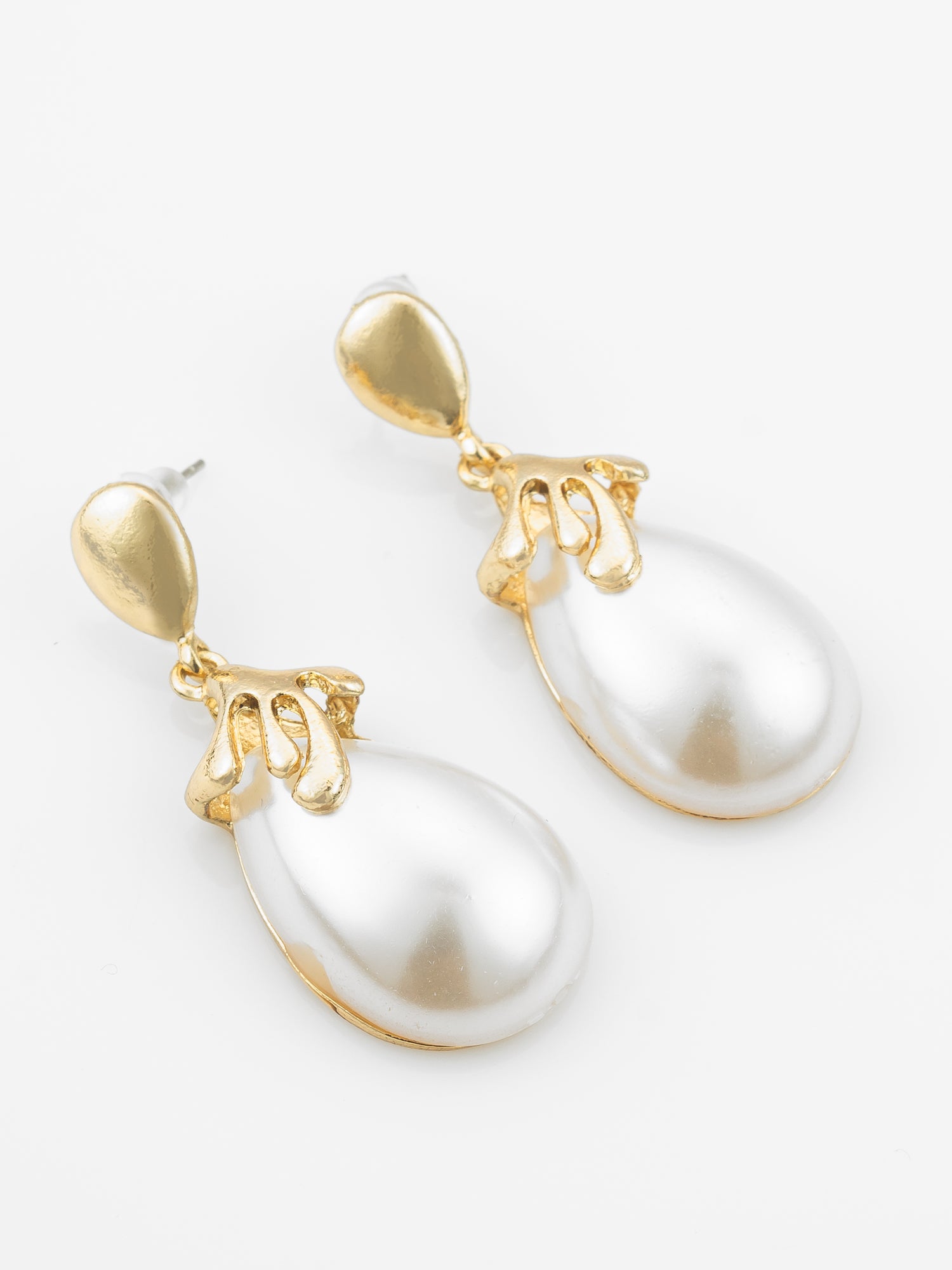 Aadita Gold Plated Western Style White Drop Earrings