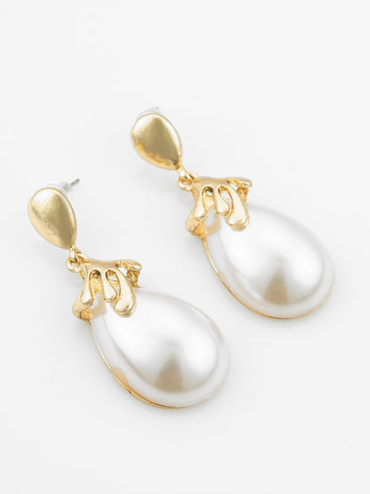 Aadita Gold Plated Western Style White Drop Earrings