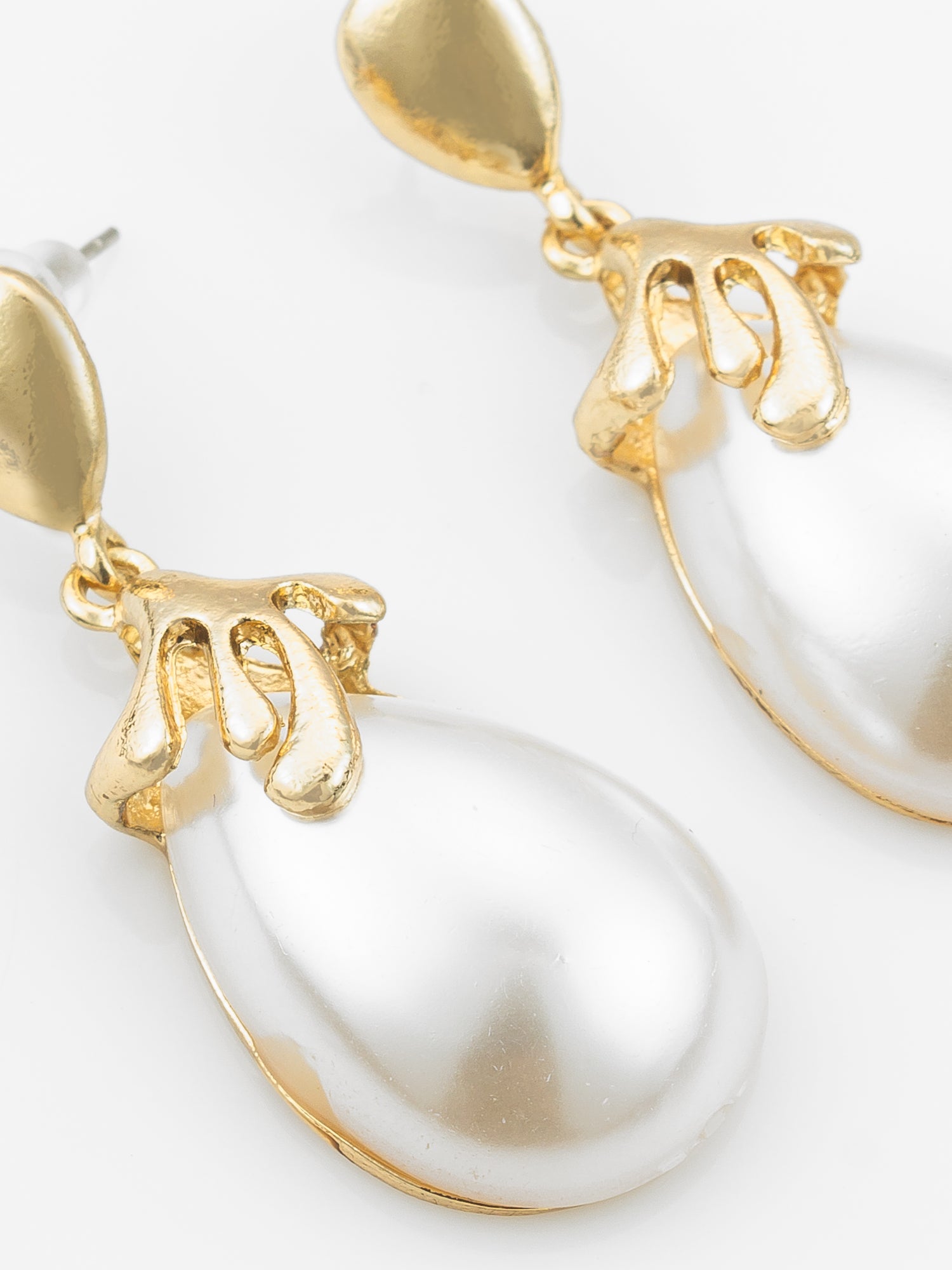 Aadita Gold Plated Western Style White Drop Earrings