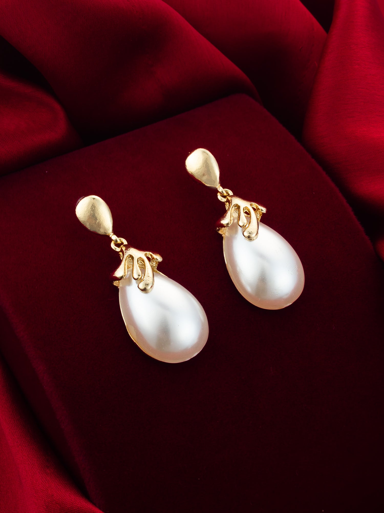 Aadita Gold Plated Western Style White Drop Earrings